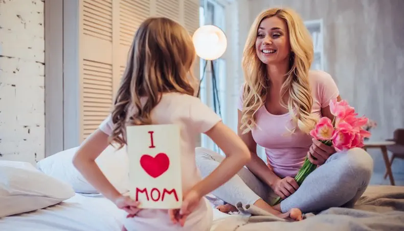 TULIPANI, MAMMA, CUORE, FIGLIA, CARTOLINA