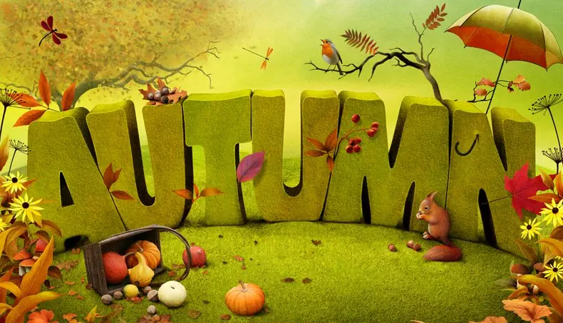 AUTUMN, DRAGONFLY, SQUIRREL, PUMPKIN, BASKET
