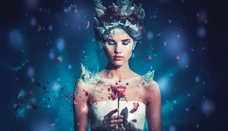 WINTER QUEEN, FAIRYTALE, ICE, ROSE, NECK