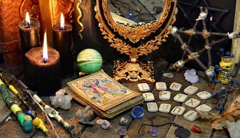 MIRROR, RUNES, FLAME, TAROT, CRYSTAL
