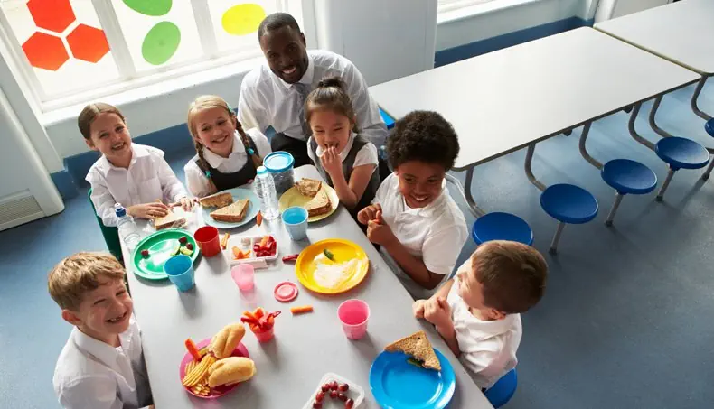 SCHOOL, TEACHER, MEAL, CAFETERIA, STUDENTS