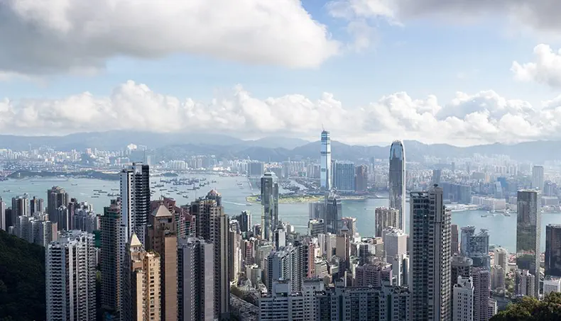 HONGKONG, SATAMA, RAKENNUS, MILJOONAKAUPUNKI, HORISONTTI