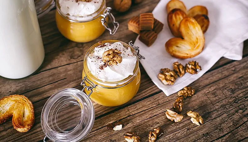 TOFFEE, LID, DESSERT, WALNUTS, PALMIER