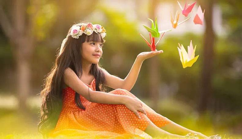 ORIGAMI, BIRDS, GIRL, BEAUTY, POLKA DOT