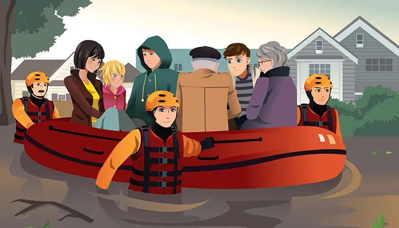 LIFEBOAT, RESCUE, FLOODING, HELP, TEAM
