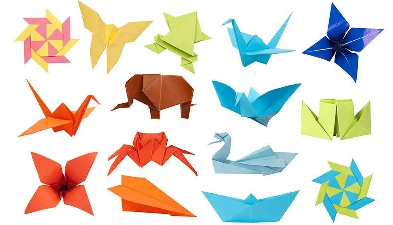 ORIGAMI, FLOR, BENGALA, BORBOLETA, RÃ