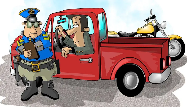 FINE, POLICEMAN, PEAKED CAP, STEERING WHEEL, PICKUP