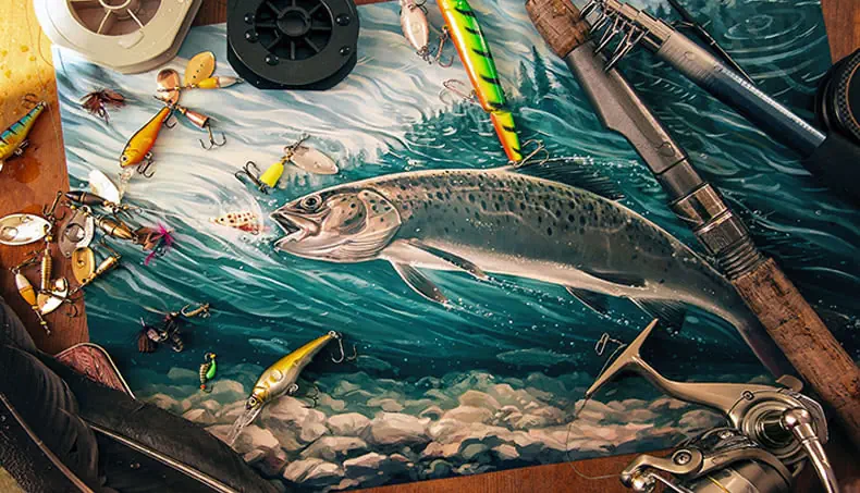 POISSON, EAU, CANNE, PÊCHE, APPÂT