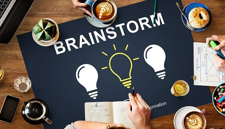 BRAINSTORM, CACTUS, TEAPOT, BULB, BAGEL