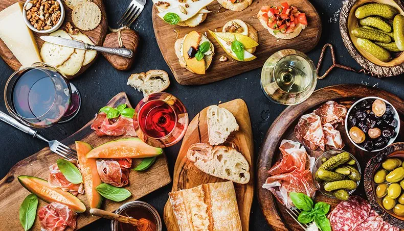 SNACK, BREAD, OLIVES, PICKLES, SALAMI