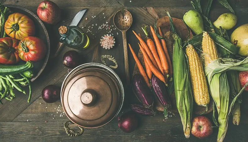 EGGPLANT, APPLE, CARROTS, COB, CORN