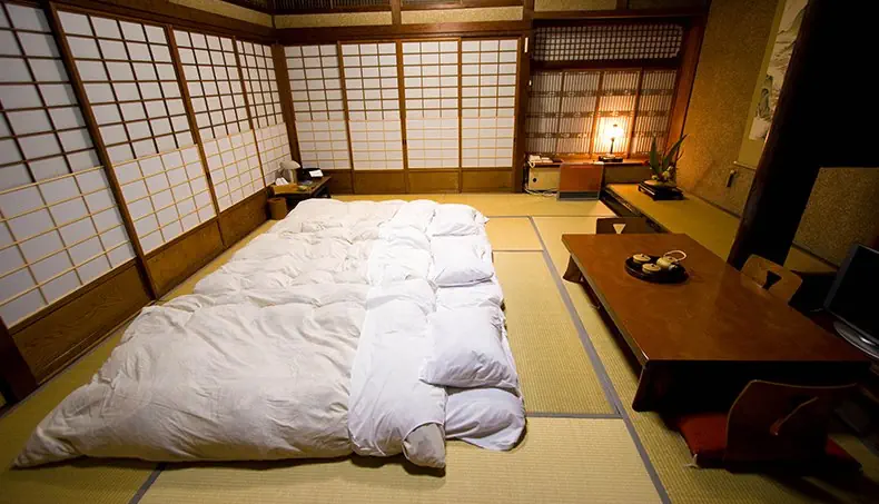 , TRADYCYJNY, JAPONIA, POKÓJ, FUTON