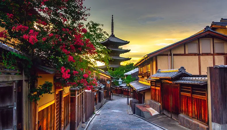 PAGODA, STREET, SUNSET, JAPAN, SPIRE