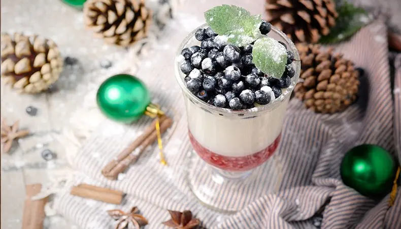 DESSERT, BLEUET, POUDRE, MENTHE VERTE, NOËL