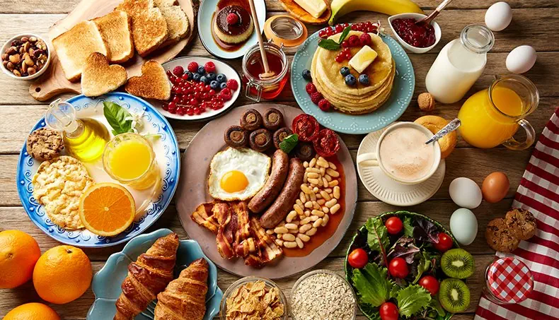 BUTTER, CROISSANT, BACON, ORANGE, CAPPUCCINO
