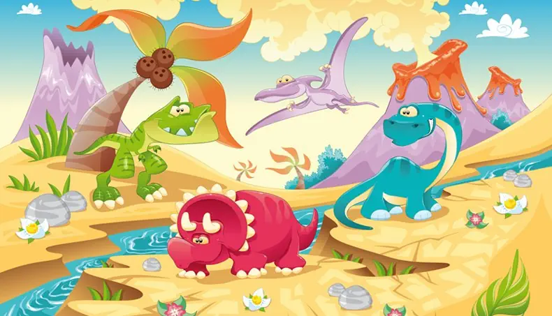 PTERODACTYL, VOLCANO, ERUPTION, COCONUT, RIVER