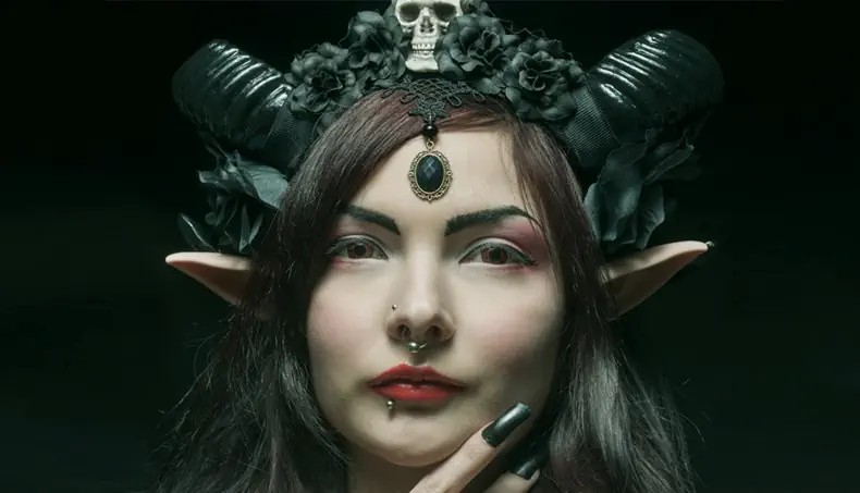 ELF, PIERCING, SKULL, NAIL, BLACK