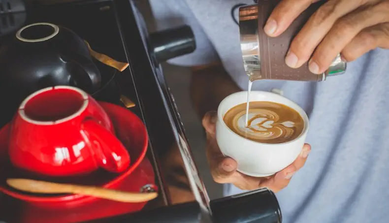 CREAM, COFFEE, SAUCER, CUP, RED