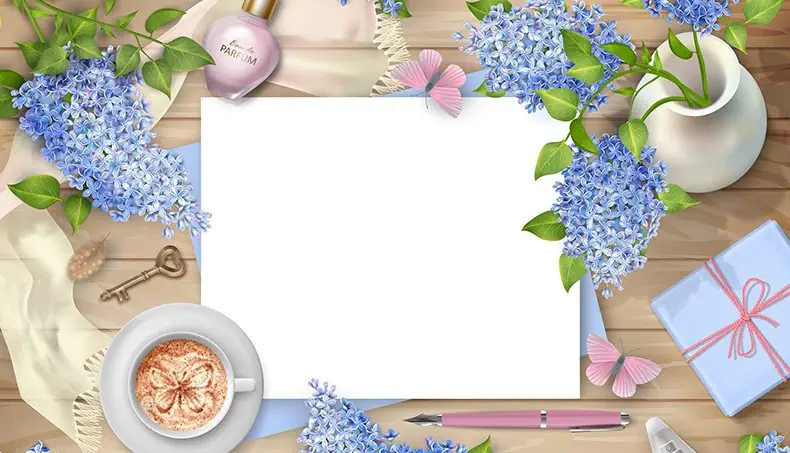 LILAC, BUTTERFLY, VASE, KEY, LEAF