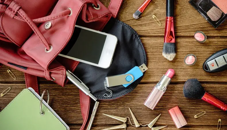FLASH DRIVE, SAFETY PIN, LIPSTICK, SPIKE, CAR KEY