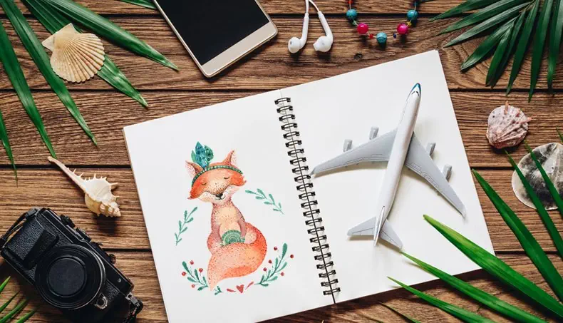 SEASHELL, AIRPLANE, FOX, HEADPHONES, CAMERA