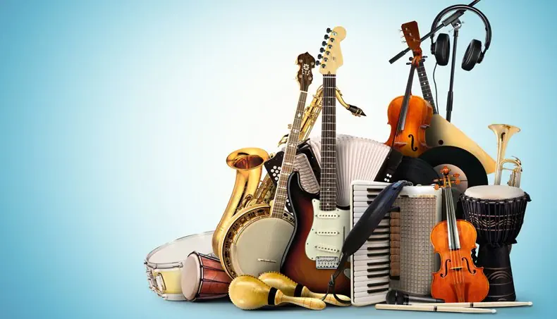 HEADPHONES, MICROPHONE, DRUM, BANJO, MARACAS