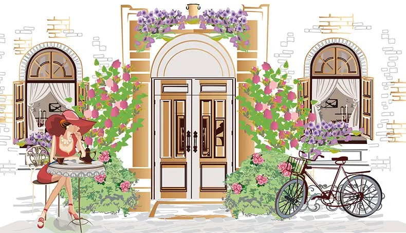 CAFE, ELEGANCE, HAT, CURTAIN, BICYCLE