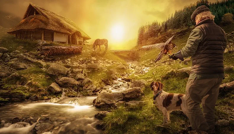 CREEK, HAWK, DOG, HUNTER, HORSE