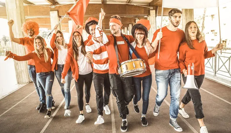 MEGAPHONE, DRUM, WIG, FANS, FLAG