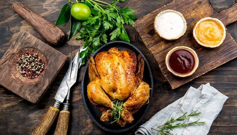 BREAST, PEPPERCORNS, PARSLEY, ROSEMARY, SAUCE