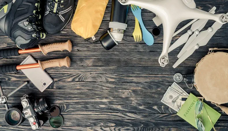 DRONE, PASSPORT, BANKNOTE, THERMOS, CAMERA