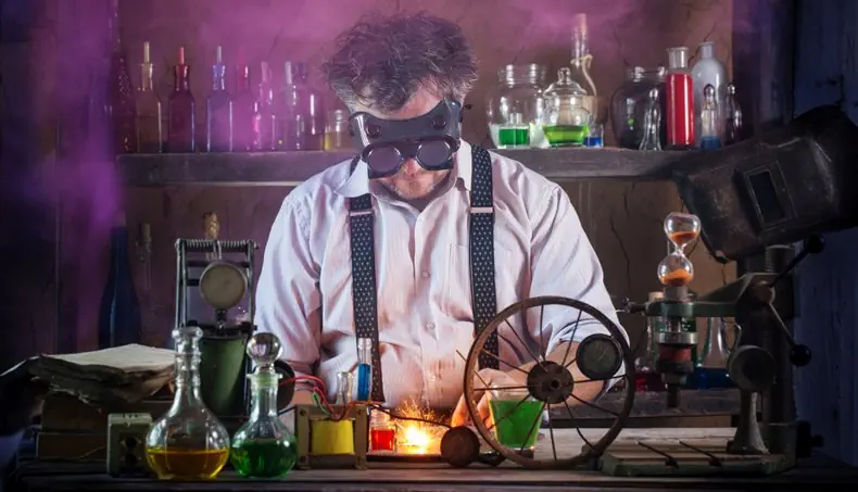 SUSPENDERS, WHEEL, SPARKS, SCIENTIST, POTION