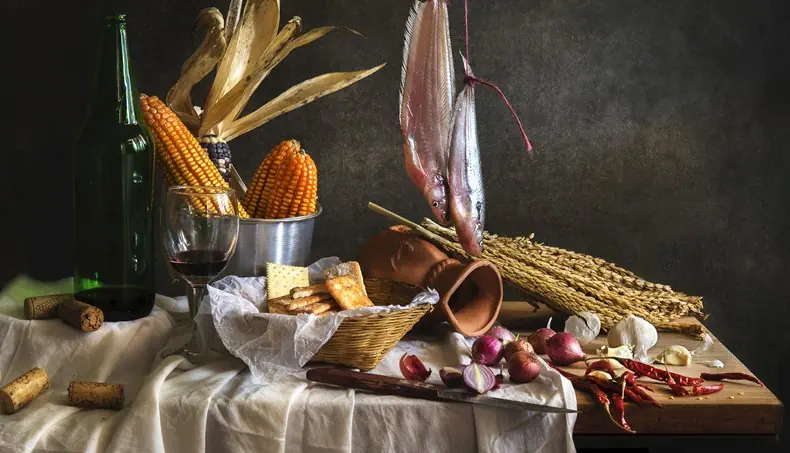 CORK, WINE, CRACKER, CORN, FISH