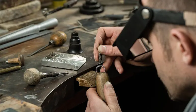ANNEAU, DIAMANT, ATELIER, OUTIL, EMPLOI