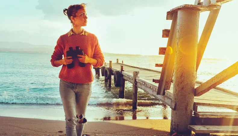 BINOCULARS, SURF, COLLAR, PIER, SAND