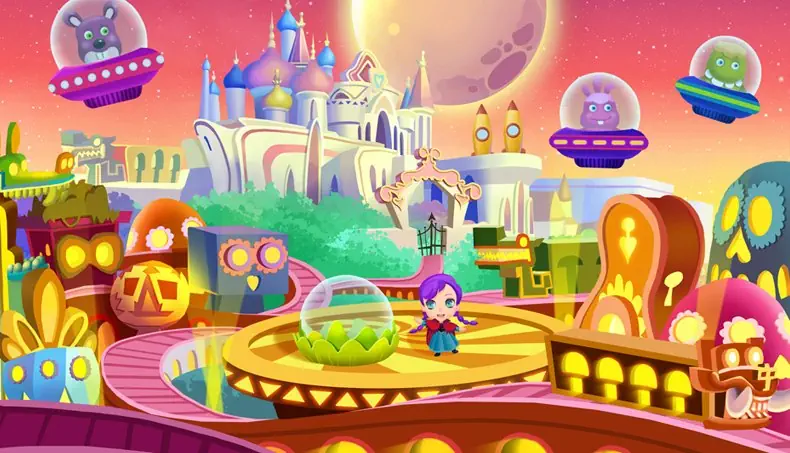 CASTLE, KINGDOM, GATE, GIRL, UFO