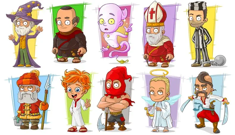 WIZARD, MONK, GENIE, BISHOP, PRISONER