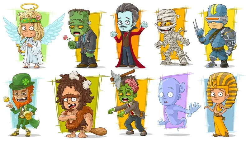 ANGEL, ZOMBIE, PHARAOH, GHOST, CAVEMAN