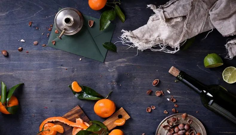 NUTSHELL, HAZELNUTS, LIME, ENVELOPE, MANDARIN
