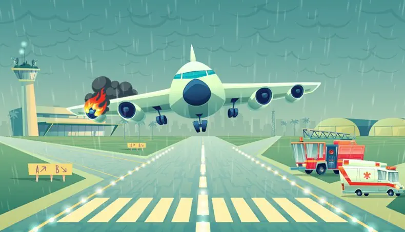 AVIÓN, AMBULANCIA, ACCIDENTE, LLUVIA, PISTA