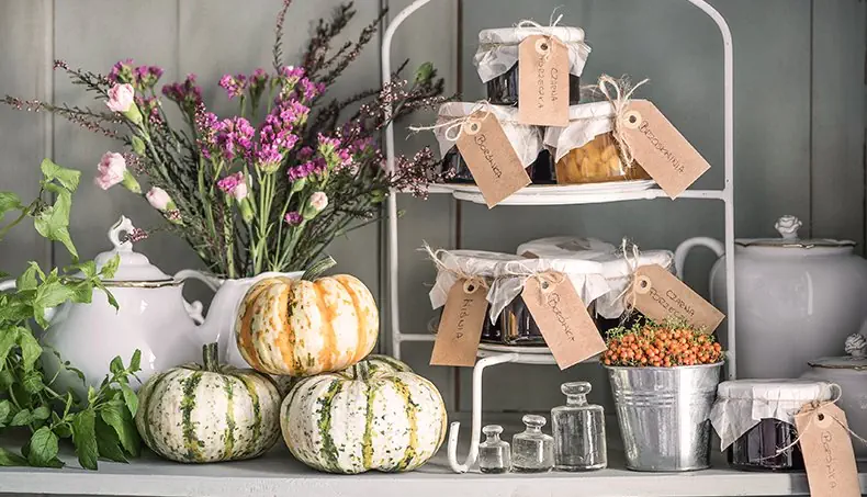 CARNATION, TEAPOT, PUMPKIN, JAM, SEA BUCKTHORN