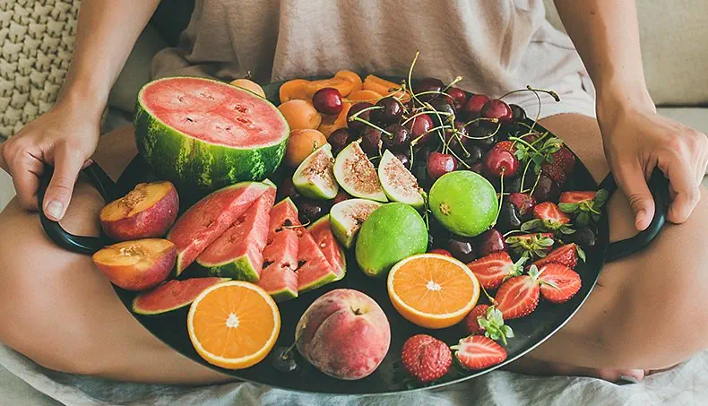 BANDEJA, LARANJA, MELANCIA, PÊSSEGO, ABRICÓ