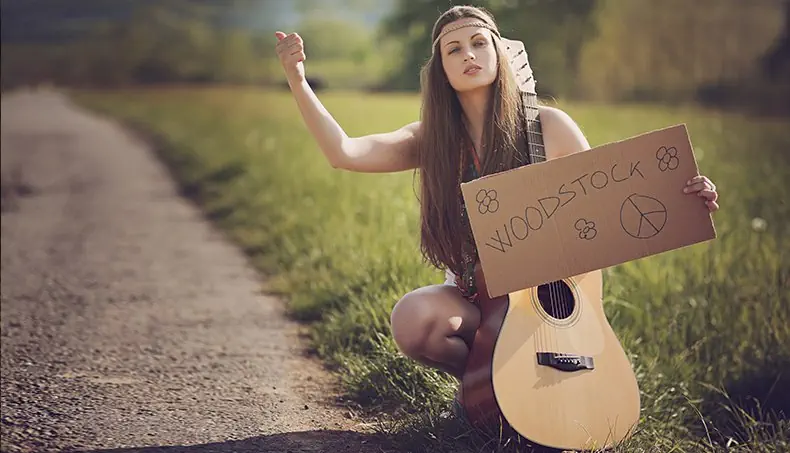 HIPPIE, STOPPEUR, CARTON, GUITARE, CORDES