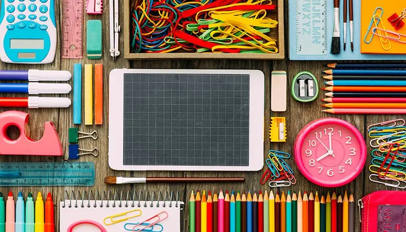 CALCULATOR, BRUSH, PAPER CLIPS, CLIP, SHARPENER