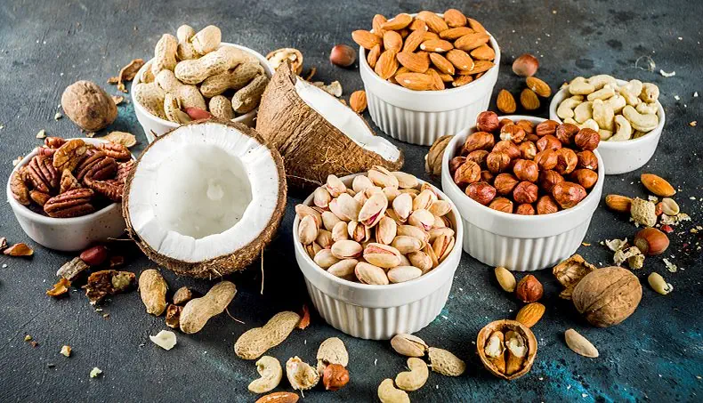 NUTS, COCONUT, CASHEW, PEANUTS, HAZELNUTS