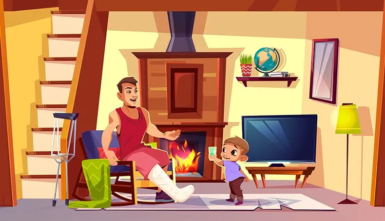 GYPSUM, CRUTCH, FIREPLACE, ROCKING CHAIR, GLOBE
