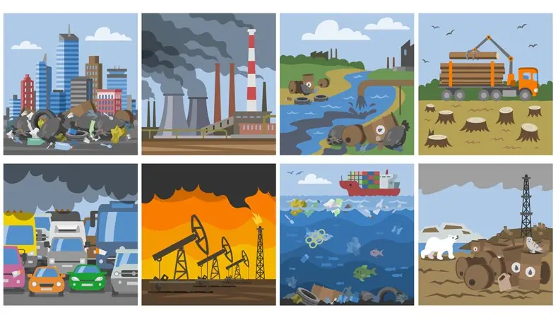 POLLUTION, EXHAUST, GARBAGE, POLAR BEAR, STUMP