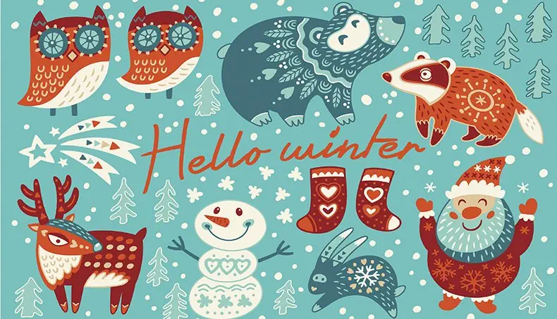 WINTER, OWL, REINDEER, SNOWMAN, THREE