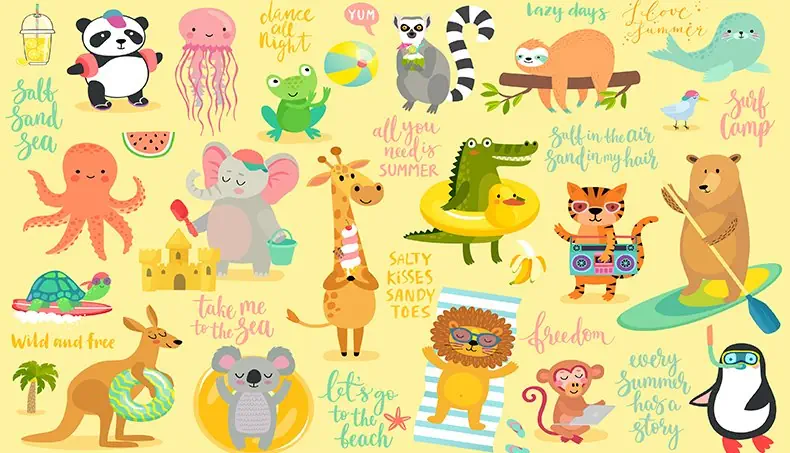 MÉDUSE, LION, PINGOUIN, KOALA, CROCODILE
