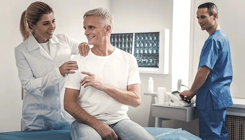 PATIENT, LÆGE, RØNTGENSTRÅLING, UNDERLAG, KITTEL